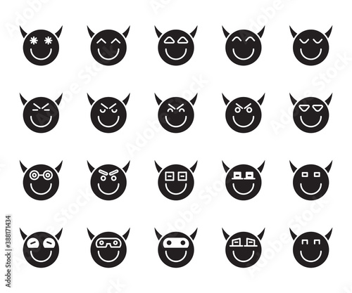 devil emoticon icons vector set