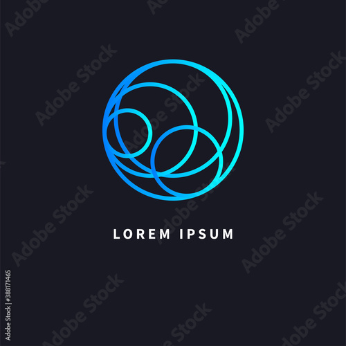Intersecting circles. Idea for business logo. Icon of global networking