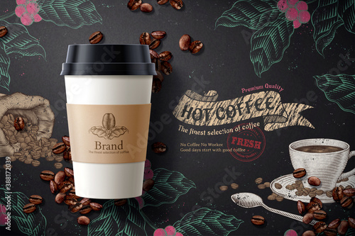 Engraved coffee banner ad