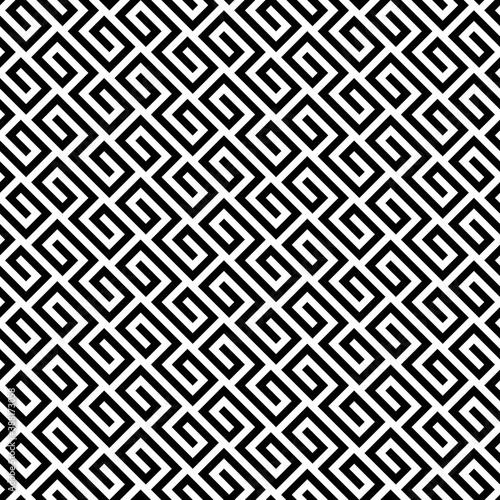 Seamless pattern with Chinese ornament. Oriental traditional ornamentation with curly shapes. Window tracery wallpaper. Grid motif. Digital paper with curves, textile print, web design. Vector art.