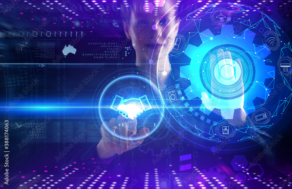 Business, technology, internet and network concept. Young businessman thinks over the steps for successful growth: Business, technology, internet and network concept. Young businessman thinks over the steps for successful growth: