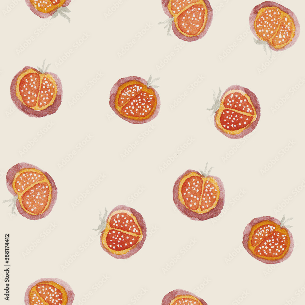 Seamless texture of tomatoes. Hand drawn sketch watercolour painting on simple background. concept illustration of Set nature elements. Seamless texture of tomatoes. Hand drawn sketch watercolour painting on simple background. concept illustration of Set nature elements.