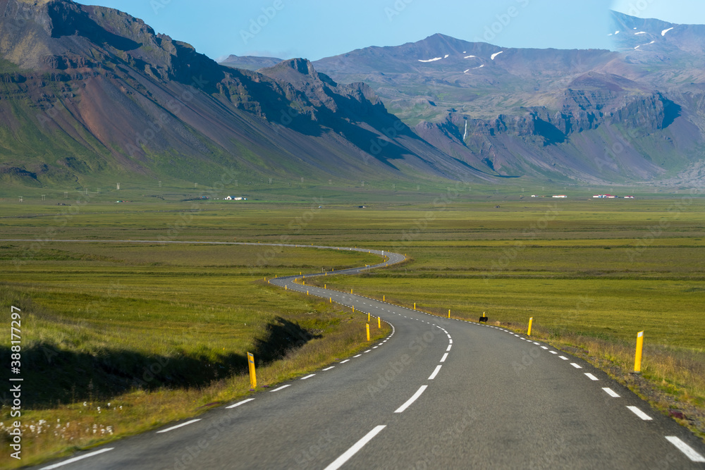 Beautiful view empty road at westfjords in Iceland, The Westfjords is the northwest part of Iceland.  It is the place that offers the most spectacular scenic drive in the country 