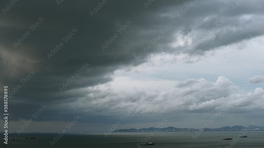 Landscape of cloudy and storm sky on the beach