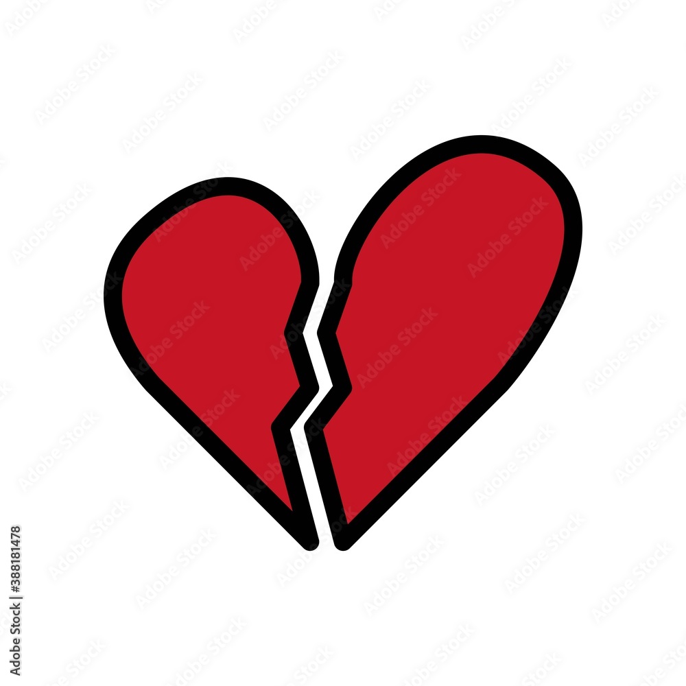 Broken Heart Flat Icon Vector Logo Template Illustration Broken Heart Flat Icon Vector Logo Template Illustration