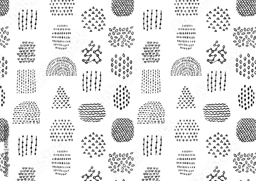 クレヨンの模様_黒_シームレス