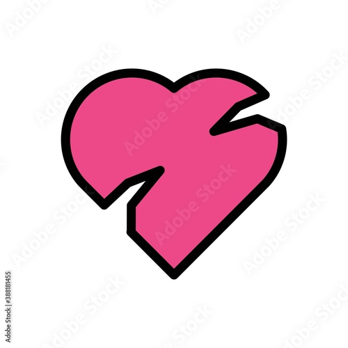 Broken Heart Flat Icon Vector Logo Template Illustration