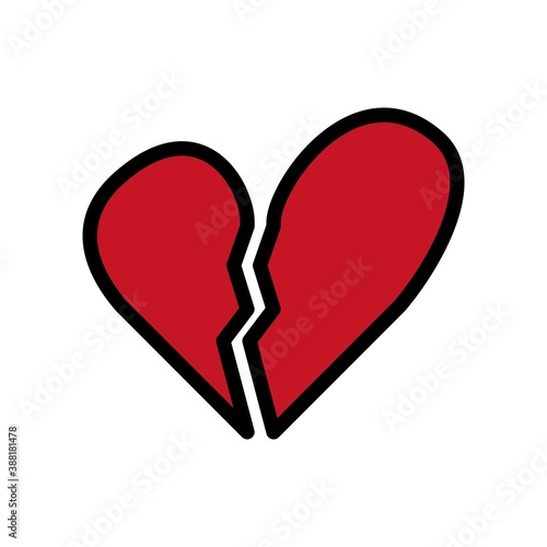 Broken Heart Flat Icon Vector Logo Template Illustration