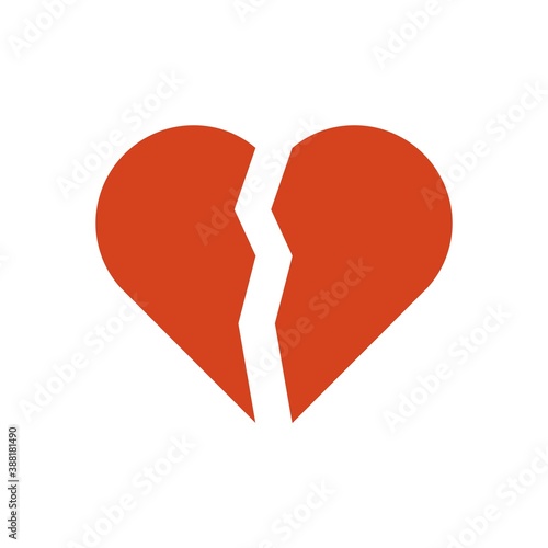 Broken Heart Flat Icon Vector Logo Template Illustration