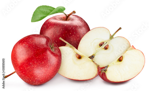 Red apples with leaves