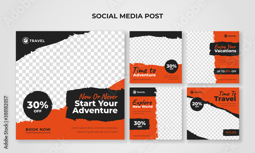 Adventure travel banner for social media post template