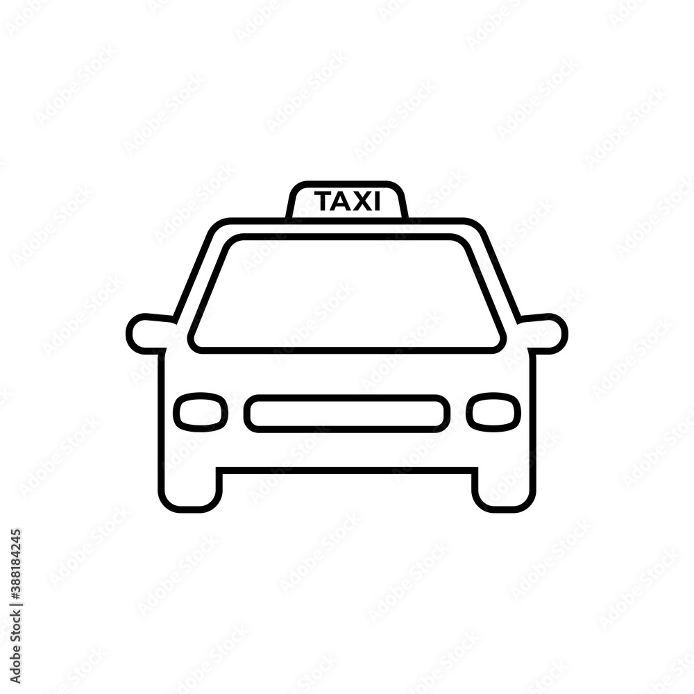 Vector Taxi icon on isolated white background for UI/UX and website.