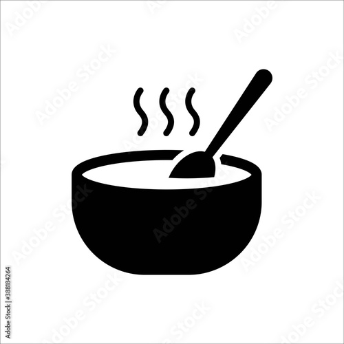 Vector Soup icon, food, dish, hot meal, bowl, spoon on isolated white background for UI/UX and website.