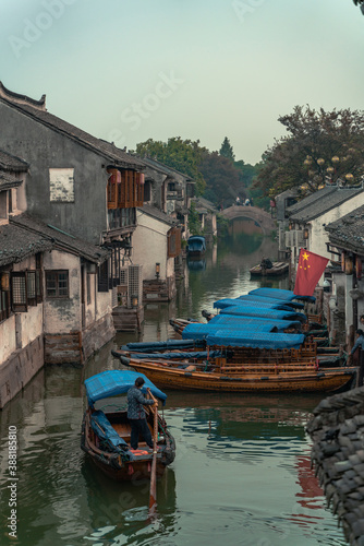 The architectures and rivers in Zhouzhuang, a ancient Chinese village in Jiangsu, China.