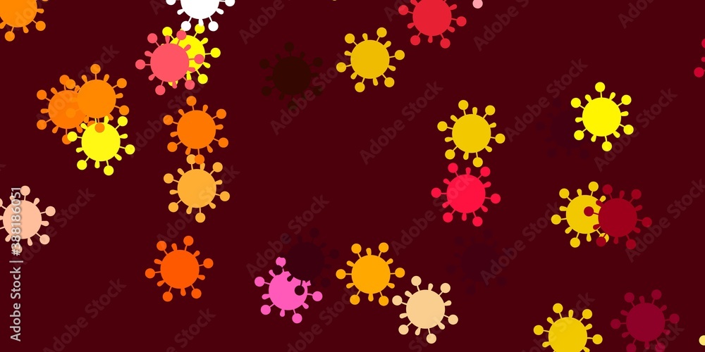 Light pink, yellow vector pattern with coronavirus elements. Light pink, yellow vector pattern with coronavirus elements.