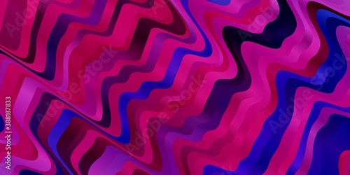 Dark Pink, Blue vector pattern with curved lines.