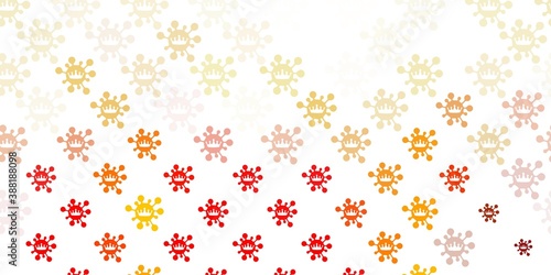 Light Orange vector background with covid-19 symbols.