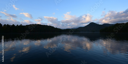 Autumn landscape reflections on Lake Santeetlah, North Carolina. © Francisco