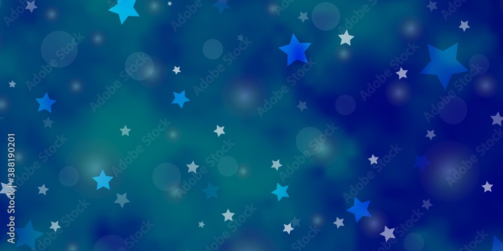 Light BLUE vector layout with circles, stars. Light BLUE vector layout with circles, stars.