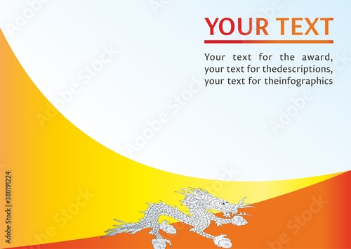 Flag of Bhutan, Kingdom of Bhutan, template for the award, an official document with the flag and symbol of Kingdom of Bhutan