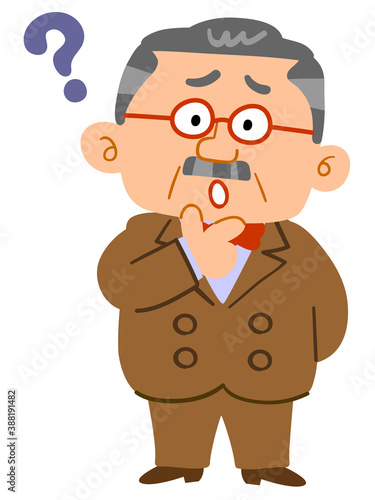 疑問を感じる富裕層の男性_社長_全身
