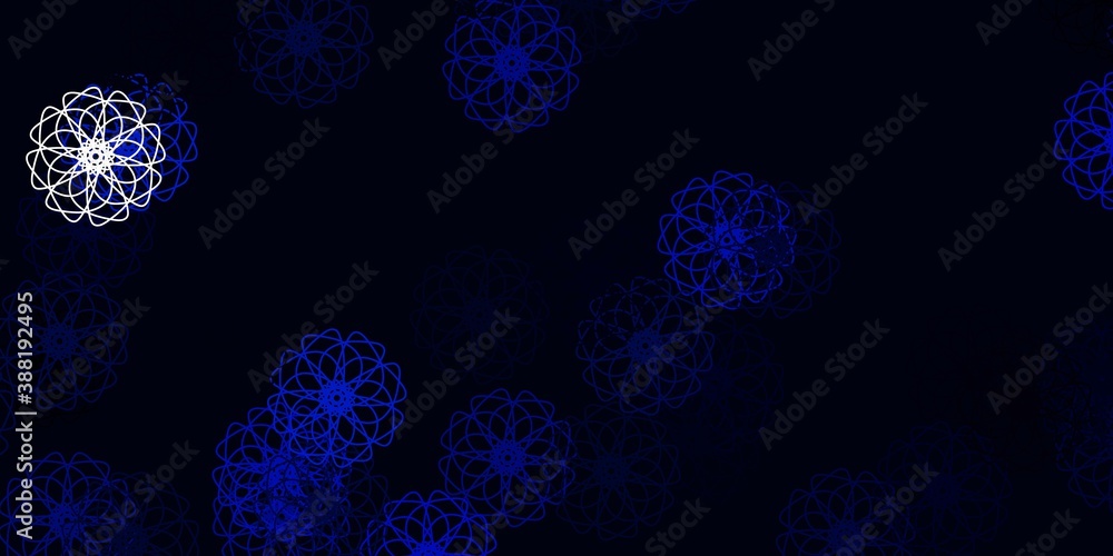 Light BLUE vector doodle pattern with flowers. Light BLUE vector doodle pattern with flowers.