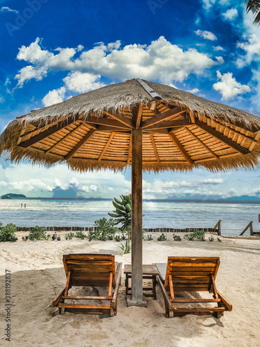 Fototapeta Naklejka Na Ścianę i Meble -  Beach umbrella at Phi Phi Island Village Resort