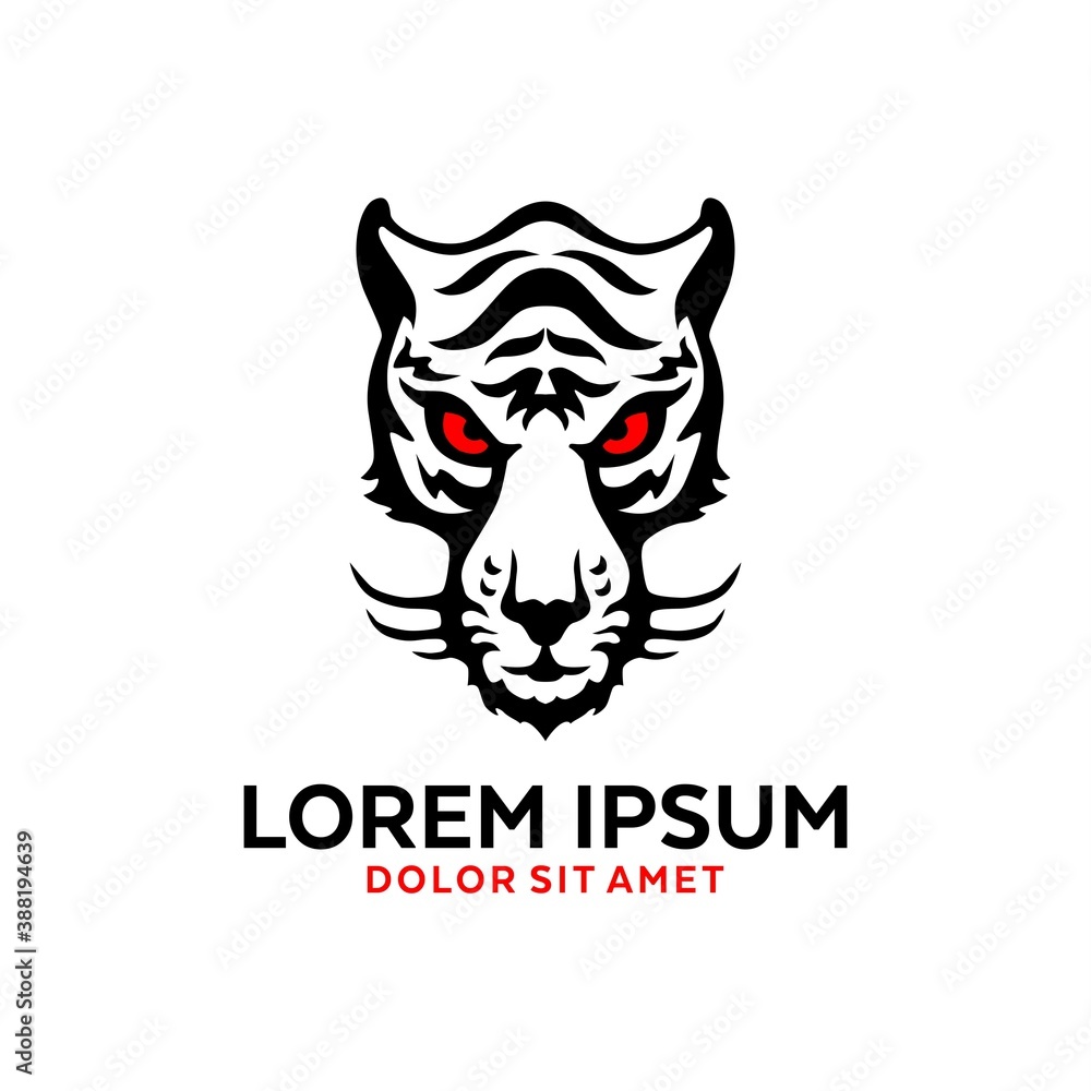 Logo White Tiger Red Eyes Stock Vector | Adobe Stock