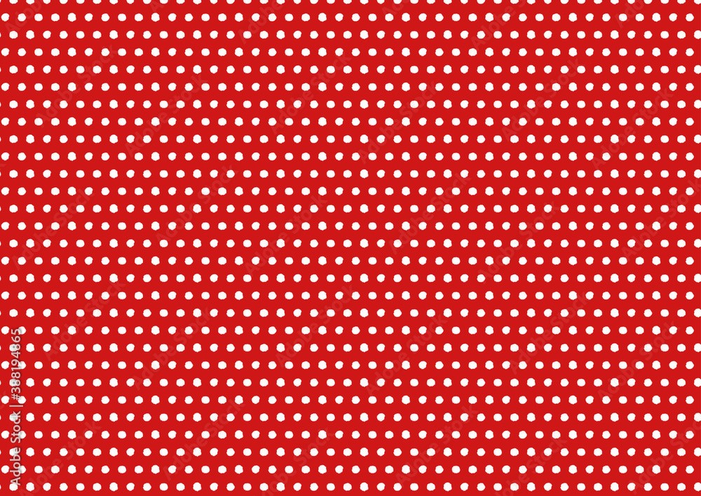Handdrawn stlye, Cute polka dots, background red.