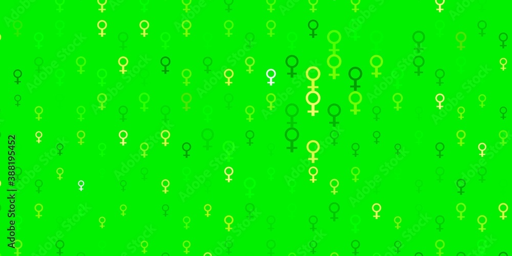 Light Green, Yellow vector background with woman symbols.