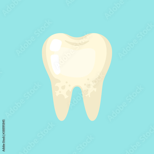 Dirty spoted tooth, cute colorful vector icon illustration. Cartoon flat isolated image