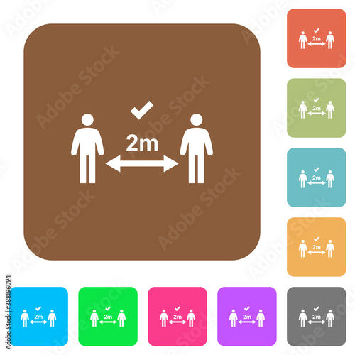 Correct social distancing rounded square flat icons