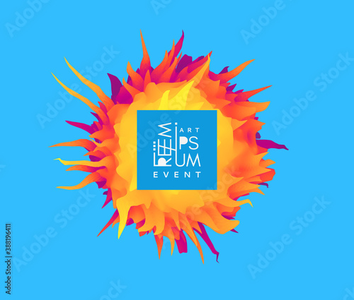 3d element with prickles. Crystal, mineral or stone. Isometric 3d frozen spike. Floral art in futuristic style. Design template with place for text. Vector illustration.
