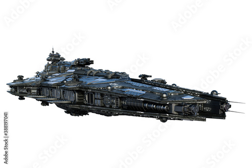 Leinwand Poster Spaceship exterior on an isolated white background, 3D illustration, 3D renderin