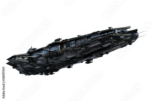 Fotobehang Spaceship exterior on an isolated white background, 3D illustration, 3D renderin