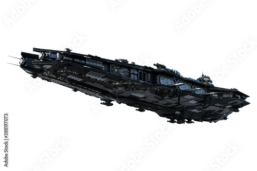 Spaceship exterior on an isolated white background, 3D illustration, 3D renderin Fototapete