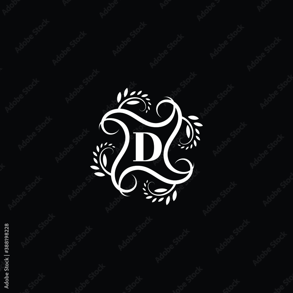 Initial Letter D Flourish circle monogram logo.