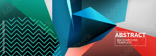 Low poly 3d geometric shapes, minimal abstract background. Vector illustrations for covers, banners, flyers and posters and other