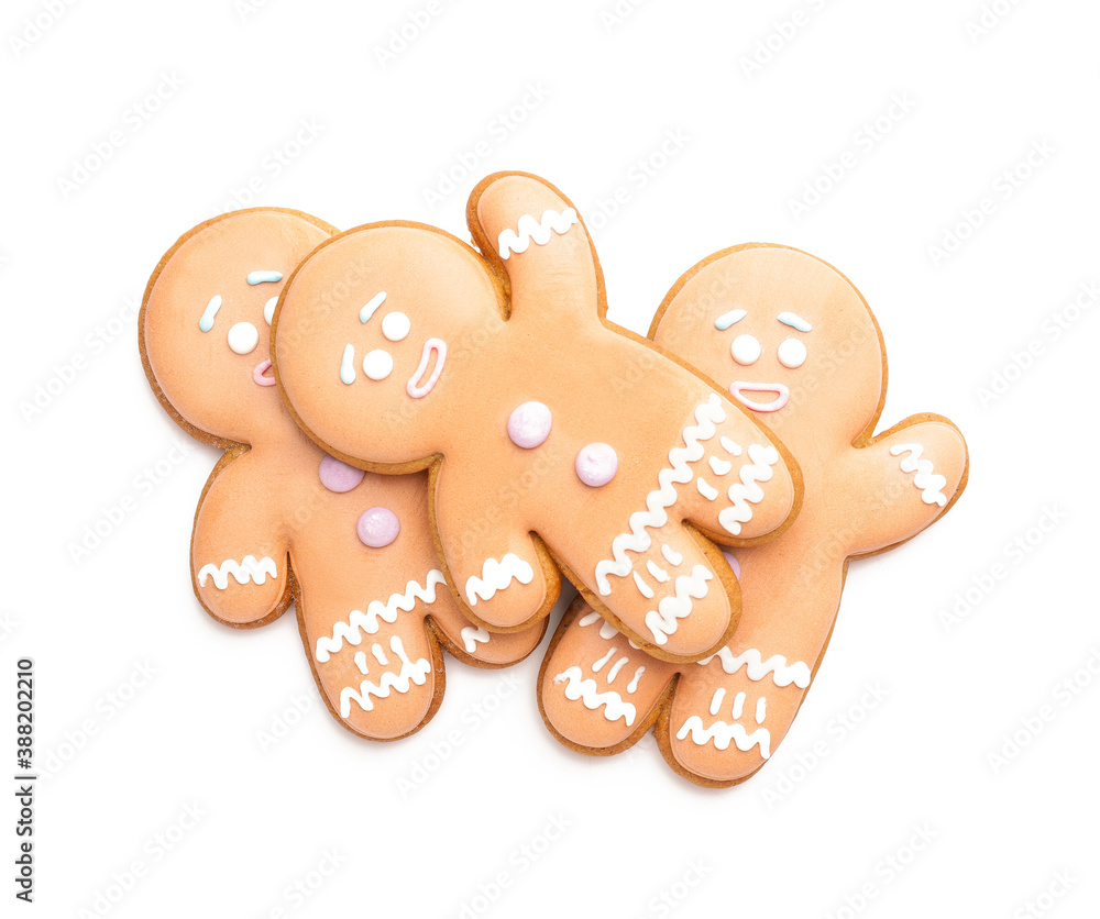 Tasty gingerbread cookies on white background Tasty gingerbread cookies on white background