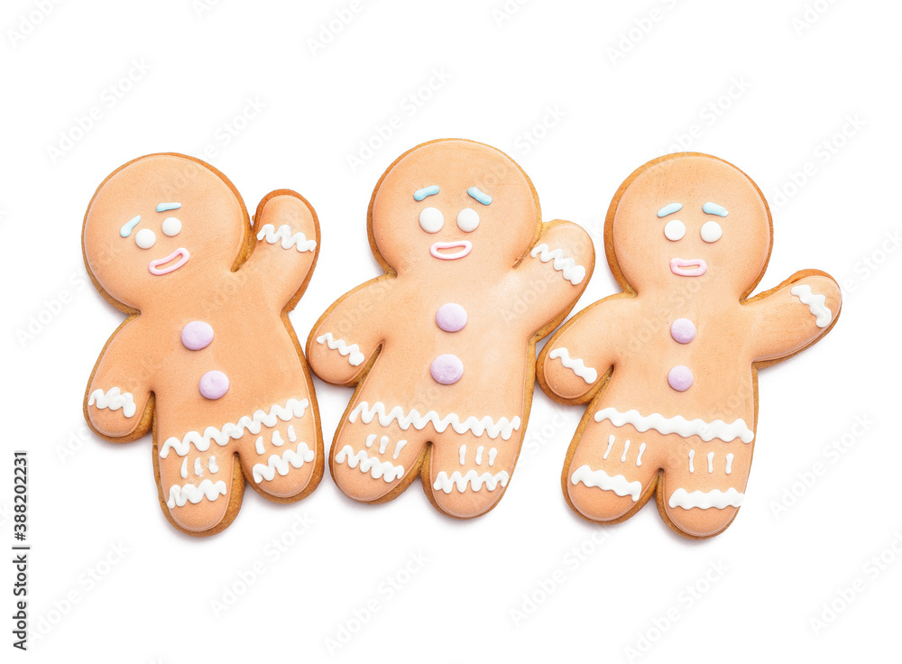 Tasty gingerbread cookies on white background Tasty gingerbread cookies on white background