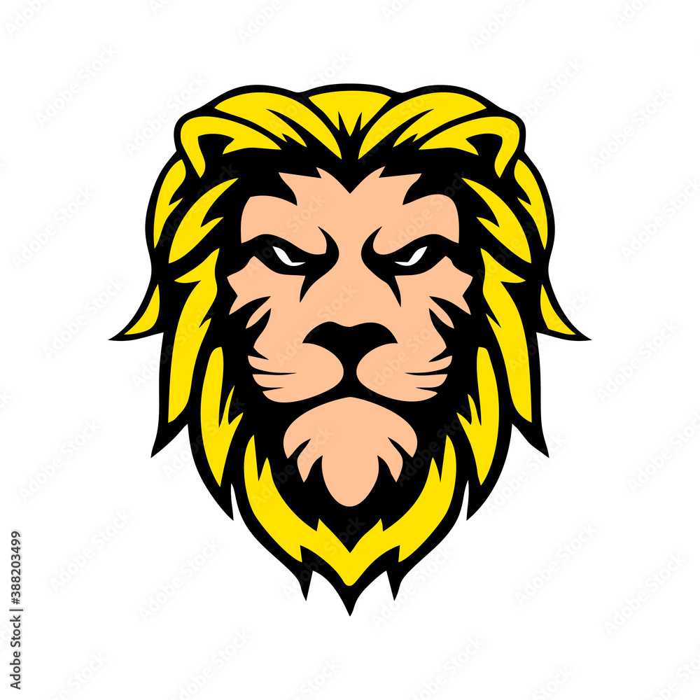 illustration of lion head design concept outline of the wild environment.