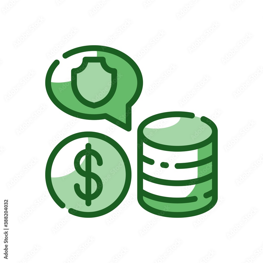 money protect icon in filled line style isolated on white background. EPS 10 money protect icon in filled line style isolated on white background. EPS 10