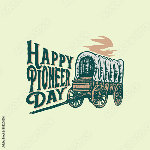Vector illustration of Happy Pioneers Day, hand drawn line style with digital color