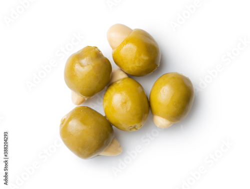 Pitted green olives stuffed with almonds.