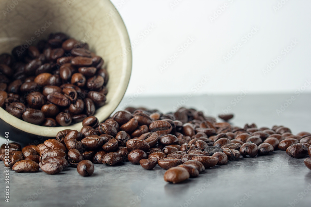 Coffee Beans And White Black Cup Coffee Beans And White Black Cup