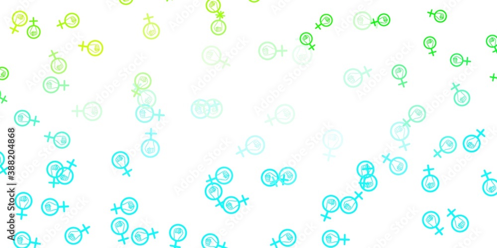 Light Blue, Green vector template with businesswoman signs.
