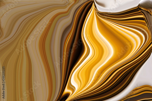 Fondo abstracto en tonos cálidos y dorados con formas ondulas. Arte abstracto inspirado en la calidez y suavidad de la música del arpa. photo
