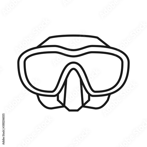 Scuba diving mask goggles. Snorkeling mask icon. Equipment for scuba diving and freediving. Isolated vector illustration on white background. Editable stroke