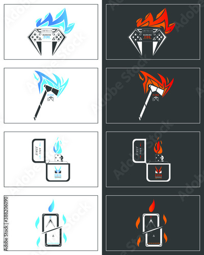 Fire ace style logo design.| There are 4 logos and 2 color set.