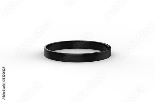 Carta da parati Black silicone wristband mockup template on isolated white background, rubber br
